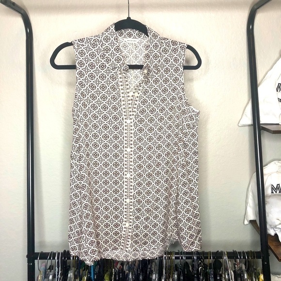 MAX Studio Casual Print Button Up Career Top - Picture 1 of 7